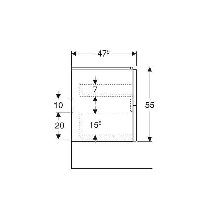 Geberit Modo Szafka pod umywalkę, B79cm, H55cm, T47.9cm, z dwoma szufladami, biały