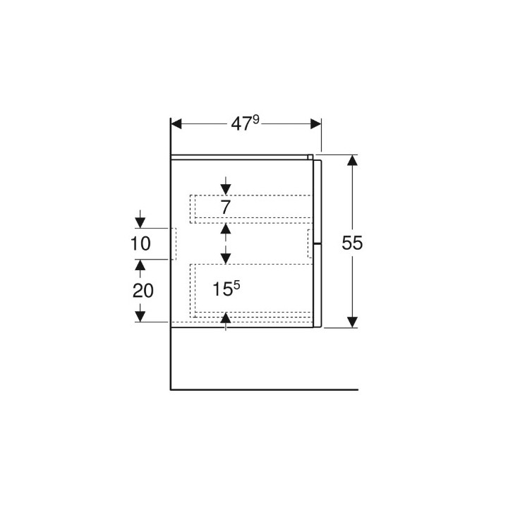 Geberit Modo Szafka pod umywalkę, B99cm, H55cm, T47.9cm, z dwoma szufladami, biały