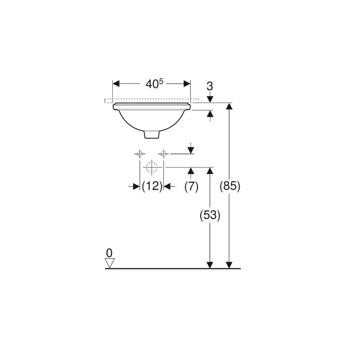 Geberit Variform Umywalka podblatowa, okrągła, D33cm, H18cm, bez przelewu, bez otworu na baterię