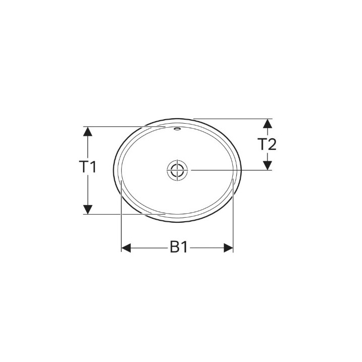 Geberit Variform Umywalka podblatowa, owalna, B49.5cm, H18cm, T42cm, z przelewem, bez otworu na baterię