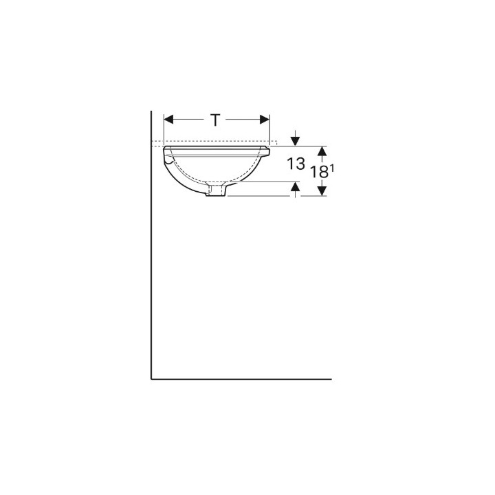 Geberit Variform Umywalka podblatowa, owalna, B49.5cm, H18cm, T42cm, z przelewem, bez otworu na baterię