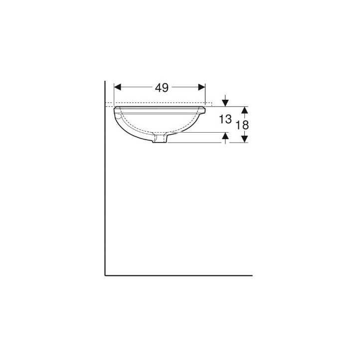 Geberit Variform Umywalka podblatowa, eliptyczna, B62.5cm, H18cm, T49cm, z przelewem, bez otworu na baterię