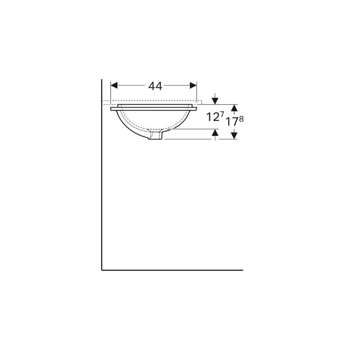 Geberit Variform Umywalka podblatowa, prostokątna, B58cm, H17.8cm, T49cm, z przelewem, bez otworu na baterię