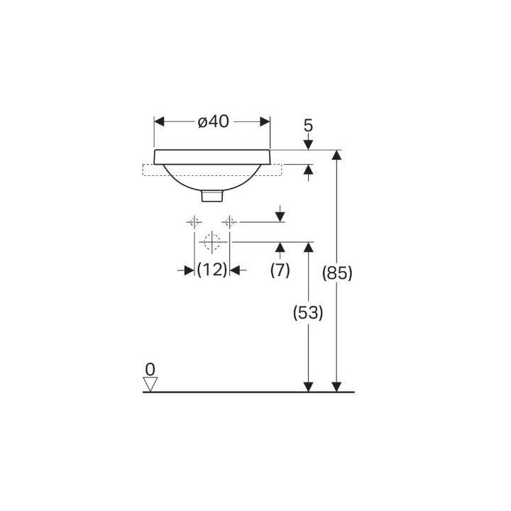 Geberit Variform Umywalka wpuszczana w blat, okrągła, D40cm, H17.8cm, bez przelewu, bez otworu na baterię
