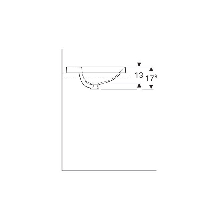 Geberit Variform Umywalka wpuszczana w blat, okrągła, z półką, D48cm, H17.8cm, z przelewem, z otworem na baterię
