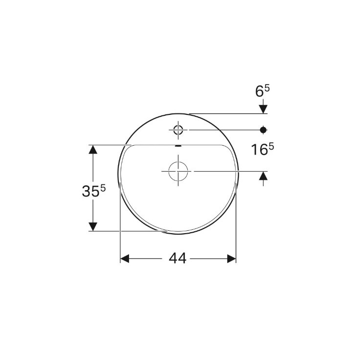 Geberit Variform Umywalka wpuszczana w blat, okrągła, z półką, D48cm, H17.8cm, bez przelewu, z otworem na baterię