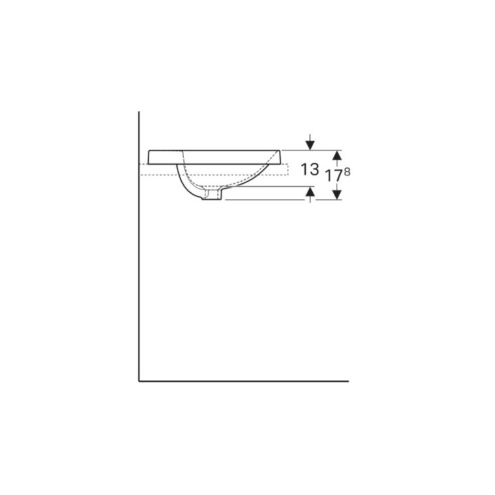 Geberit Variform Umywalka wpuszczana w blat, okrągła, z półką, D48cm, H17.8cm, bez przelewu, z otworem na baterię