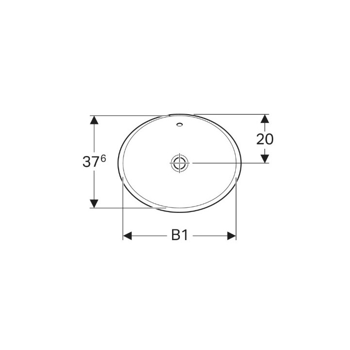 Geberit Variform Umywalka wpuszczana w blat, owalna, B50cm, H17.8cm, T40cm, bez przelewu, bez otworu na baterię