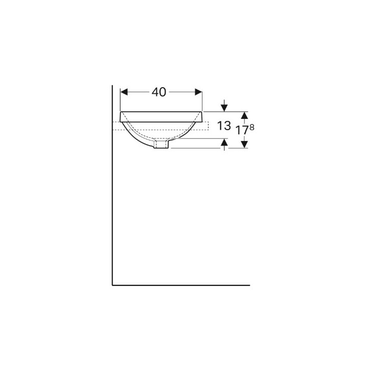 Geberit Variform Umywalka wpuszczana w blat, owalna, B50cm, H17.8cm, T40cm, bez przelewu, bez otworu na baterię