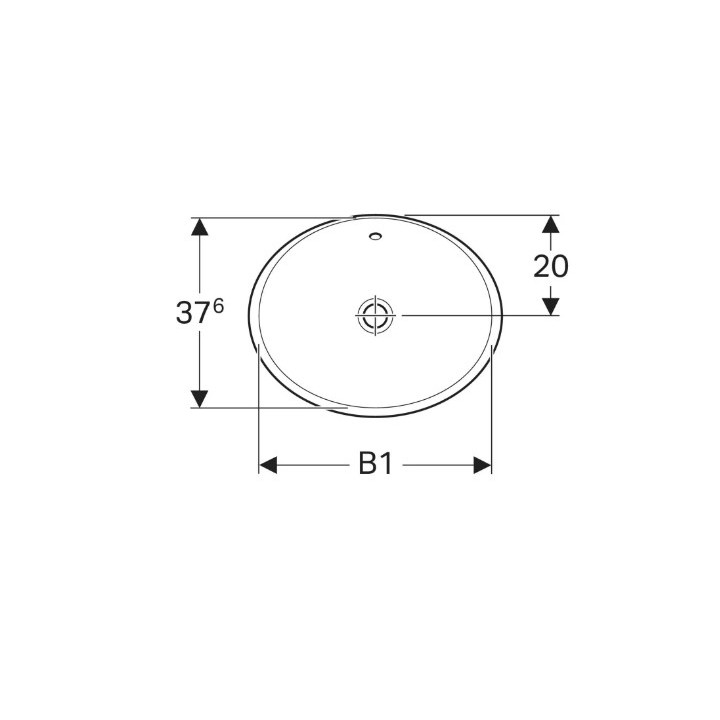 Geberit Variform Umywalka wpuszczana w blat, owalna, B55cm, H17.8cm, T40cm, z przelewem, bez otworu na baterię