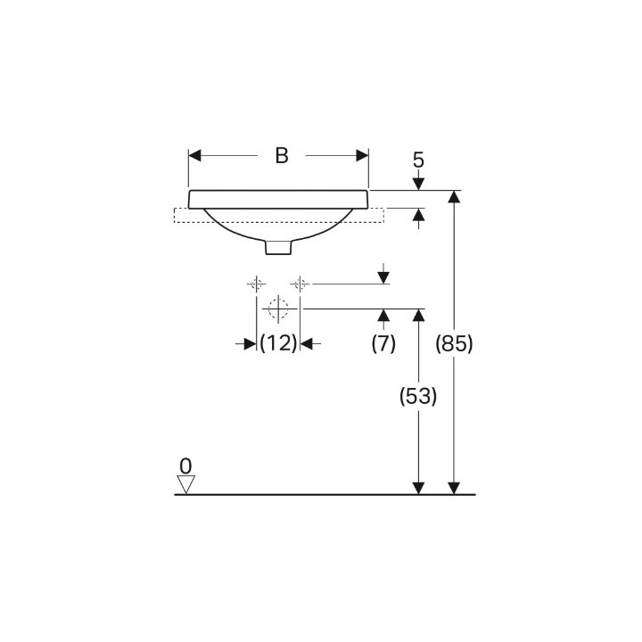Geberit Variform Umywalka wpuszczana w blat, owalna, B55cm, H17.8cm, T40cm, z przelewem, bez otworu na baterię