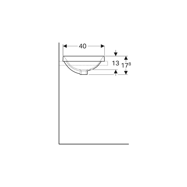 Geberit Variform Umywalka wpuszczana w blat, owalna, B55cm, H17.8cm, T40cm, z przelewem, bez otworu na baterię