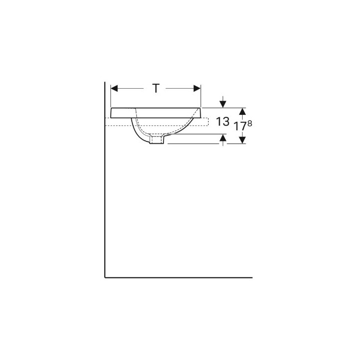 Geberit Variform Umywalka wpuszczana w blat, owalna, B50cm, H17.8cm, T45cm, z przelewem, z otworem na baterię