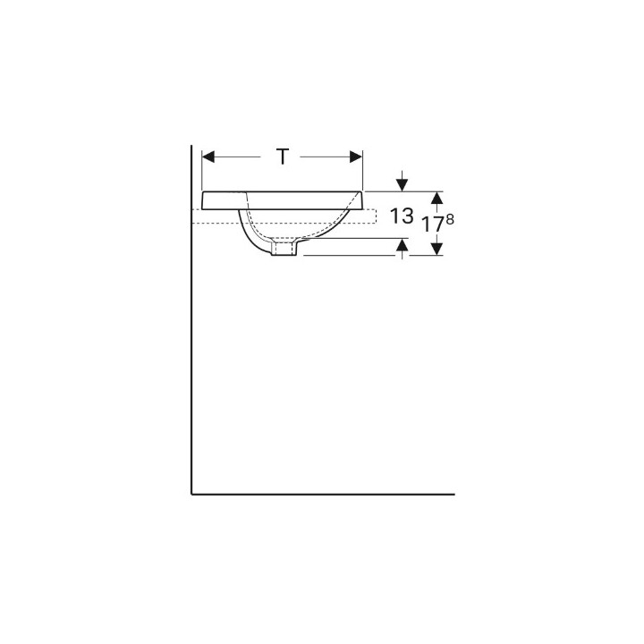 Geberit Variform Umywalka wpuszczana w blat, owalna, B55cm, H17.8cm, T45cm, bez przelewu, z otworem na baterię