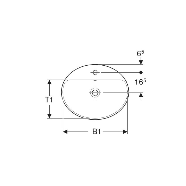 Geberit Variform Umywalka wpuszczana w blat, owalna, B60cm, H17.8cm, T48cm, bez przelewu, z otworem na baterię