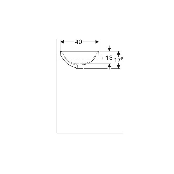 Geberit Variform Umywalka wpuszczana w blat, prostokątna, B55cm, H17.8cm, T40cm, bez przelewu, bez otworu na baterię
