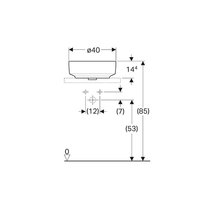 Geberit Variform Umywalka stawiana na blat, okrągła, D40cm, H15.8cm, bez przelewu, bez otworu na baterię