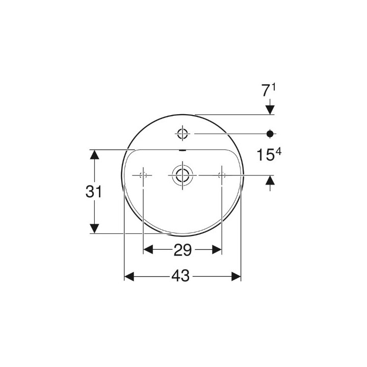 Geberit Variform Umywalka stawiana na blat, okrągła, D45cm, H15.8cm, z przelewem, z otworem na baterię