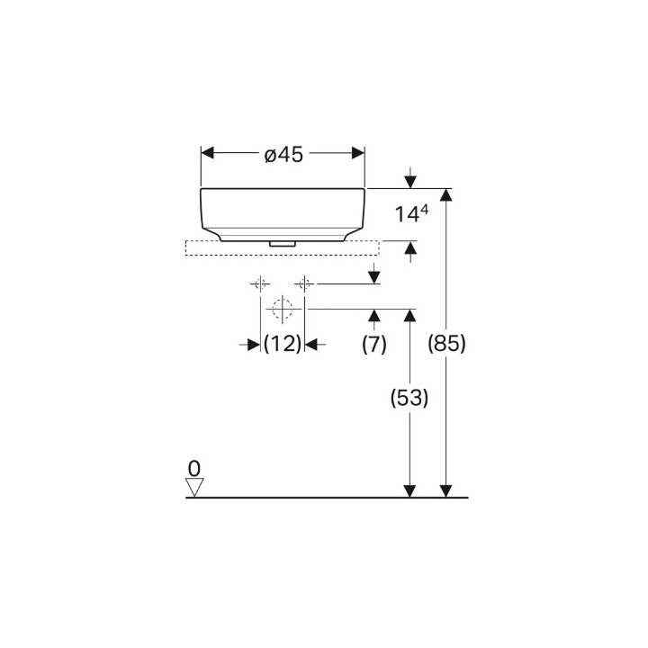 Geberit Variform Umywalka stawiana na blat, okrągła, D45cm, H15.8cm, z przelewem, z otworem na baterię