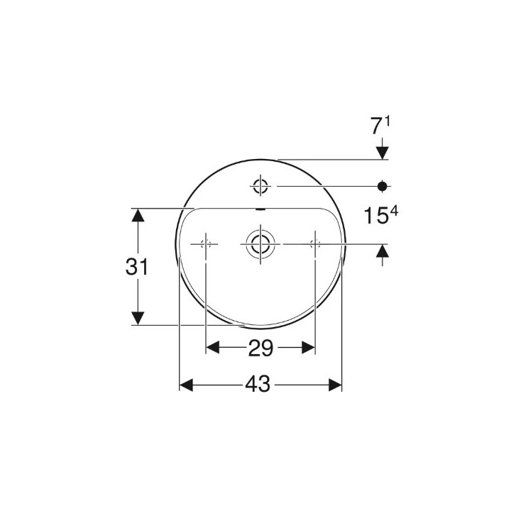 Geberit Variform Umywalka stawiana na blat, okrągła, D45cm, H15.8cm, bez przelewu, z otworem na baterię