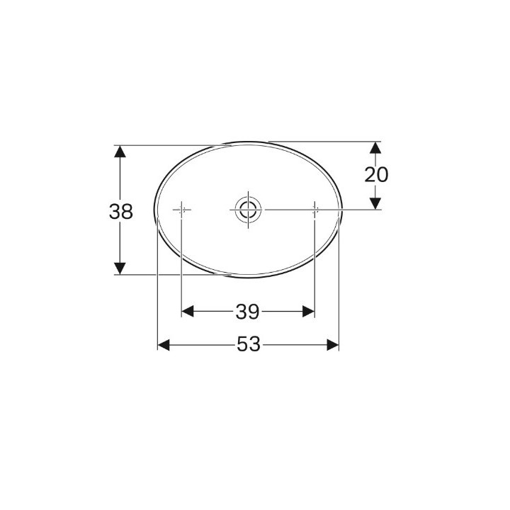Geberit Variform Umywalka stawiana na blat, owalna, B55cm, H15.8cm, T40cm, bez przelewu, bez otworu na baterię