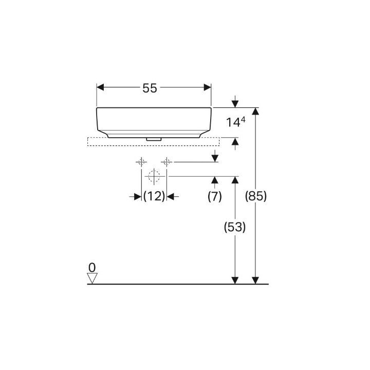 Geberit Variform Umywalka stawiana na blat, owalna, B55cm, H15.8cm, T40cm, bez przelewu, bez otworu na baterię