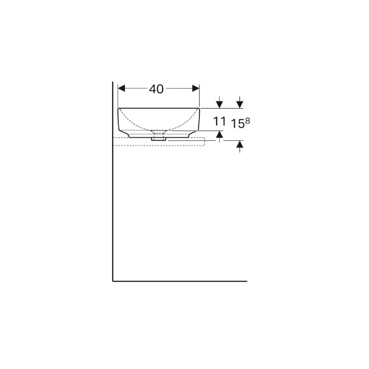 Geberit Variform Umywalka stawiana na blat, owalna, B55cm, H15.8cm, T40cm, bez przelewu, bez otworu na baterię