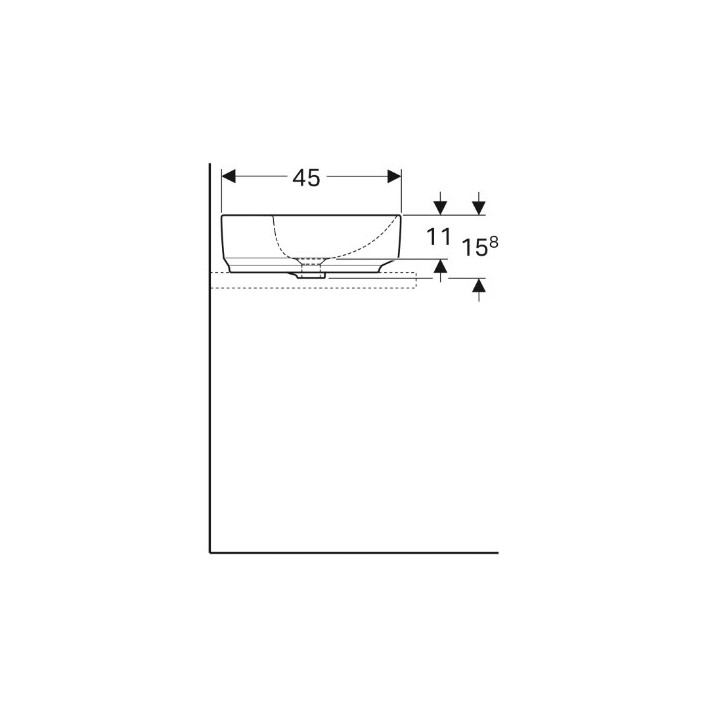 Geberit Variform Umywalka stawiana na blat, owalna, B60cm, H15.8cm, T45cm, z przelewem, z otworem na baterię