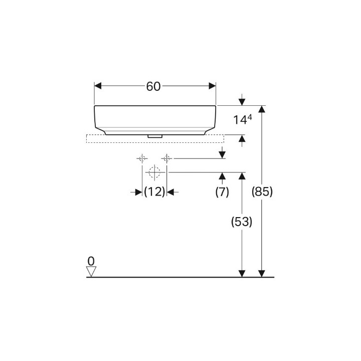 Geberit Variform Umywalka stawiana na blat, owalna, B60cm, H15.8cm, T45cm, bez przelewu, z otworem na baterię