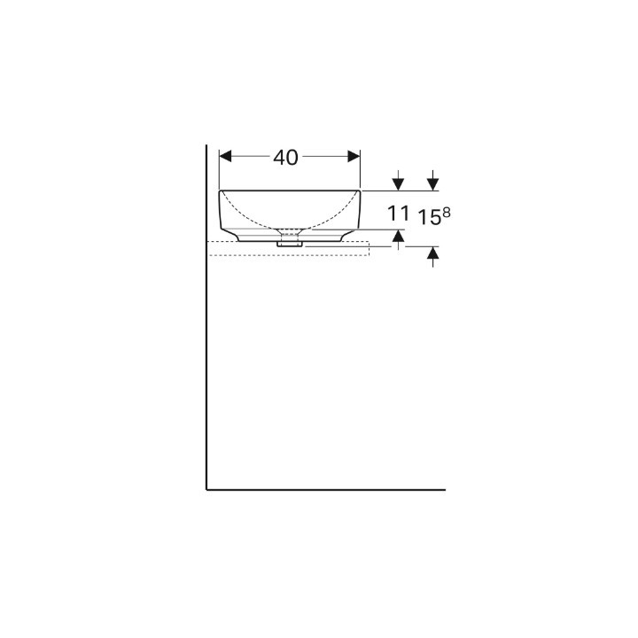Geberit Variform Umywalka stawiana na blat, eliptyczna, B55cm, H15.8cm, T40cm, bez przelewu, bez otworu na baterię