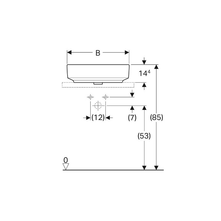 Geberit Variform Umywalka stawiana na blat, eliptyczna, B50cm, H15.8cm, T40cm, z przelewem, z otworem na baterię