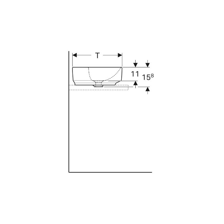 Geberit Variform Umywalka stawiana na blat, eliptyczna, B50cm, H15.8cm, T40cm, z przelewem, z otworem na baterię