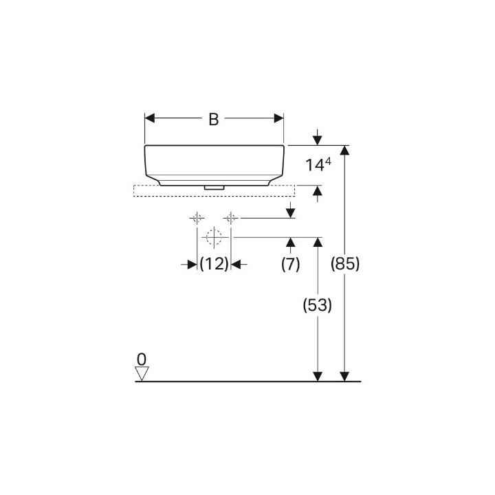 Geberit Variform Umywalka stawiana na blat, eliptyczna, B50cm, H15.8cm, T40cm, bez przelewu, z otworem na baterię