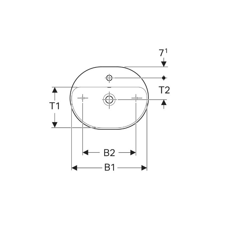 Geberit Variform Umywalka stawiana na blat, eliptyczna, B60cm, H15.8cm, T45cm, z przelewem, z otworem na baterię
