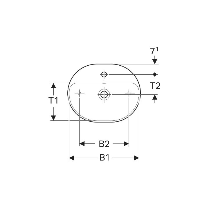 Geberit Variform Umywalka stawiana na blat, eliptyczna, B60cm, H15.8cm, T45cm, bez przelewu, z otworem na baterię