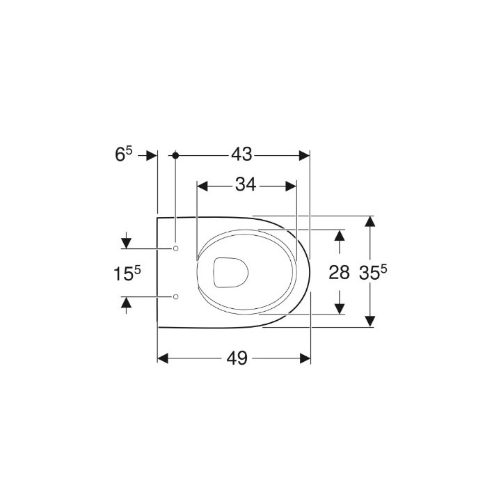 Geberit Selnova Compact Wisząca miska WC, lejowa, B35.5cm, H33cm, T49cm, krótka, ukryte mocowania, Rimfree