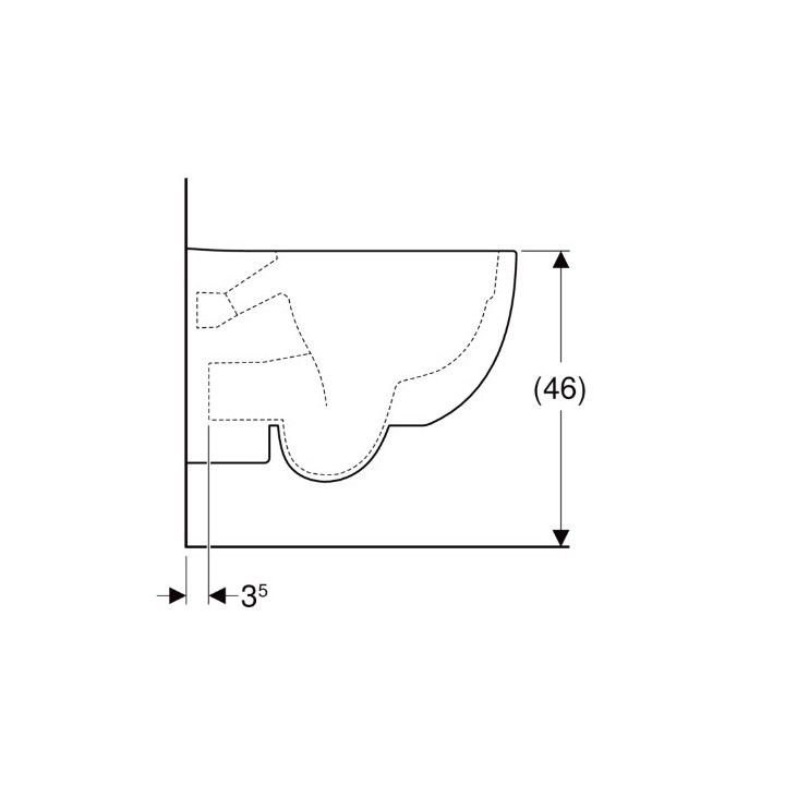 Geberit Selnova Wisząca miska WC, Lejowa, B35.5cm, H37cm, T53cm, podwyższona, ukryte mocowania, Rimfree