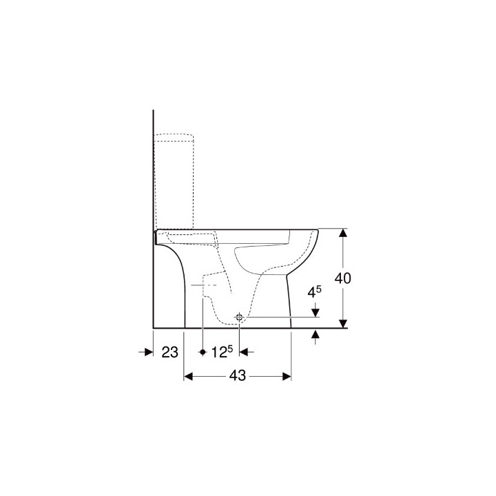 Geberit Selnova Stojąca miska WC do spłuczki nasadzanej, lejowa, B35.5cm, H40cm, T66cm, częściowo ukryte mocowania, odpływ uniwe