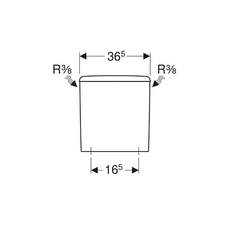 Geberit Selnova Square Spłuczka nasadzana, B36.5cm, H39.5cm, T16.5cm, spłukiwanie dwudzielne, przyłącze wody z boku, obracana, d