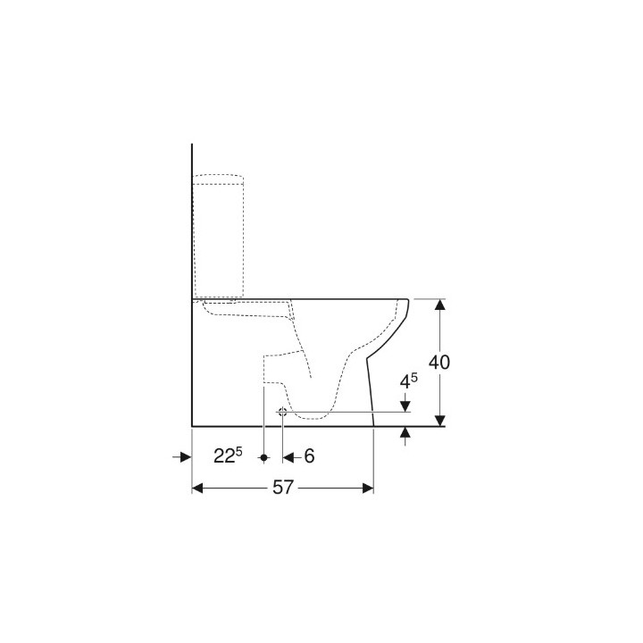 Geberit Selnova Square Stojąca miska WC do spłuczki nasadzanej, lejowa, B35cm, H40cm, T68cm, przylegająca do ściany, częściowo u