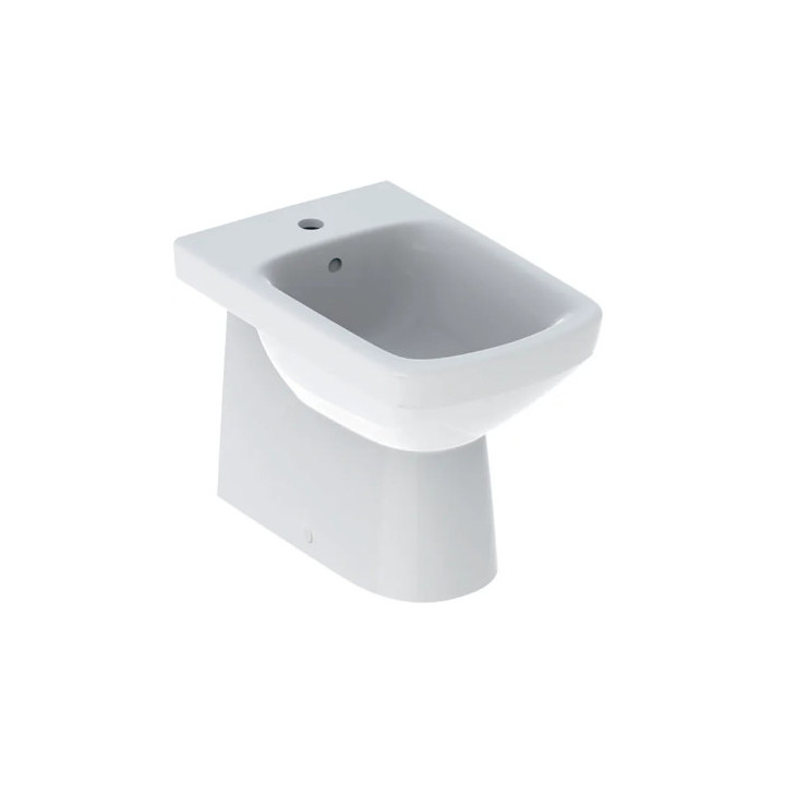 Geberit Selnova Square Bidet stojący przylegający do ściany, B35cm, H40cm, T53cm, częściowo ukryte mocowania, z przelewem, z otw