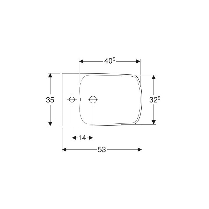 Geberit Selnova Square Bidet stojący przylegający do ściany, B35cm, H40cm, T53cm, częściowo ukryte mocowania, z przelewem, z otw