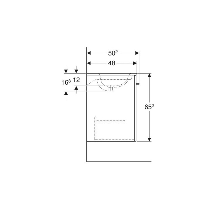 Geberit Selnova Square Zestaw szafki pod umywalkę, z jednymi drzwiami, B55cm, H65.2cm, T50.2cm, orzech włoski hickory, z umywalk