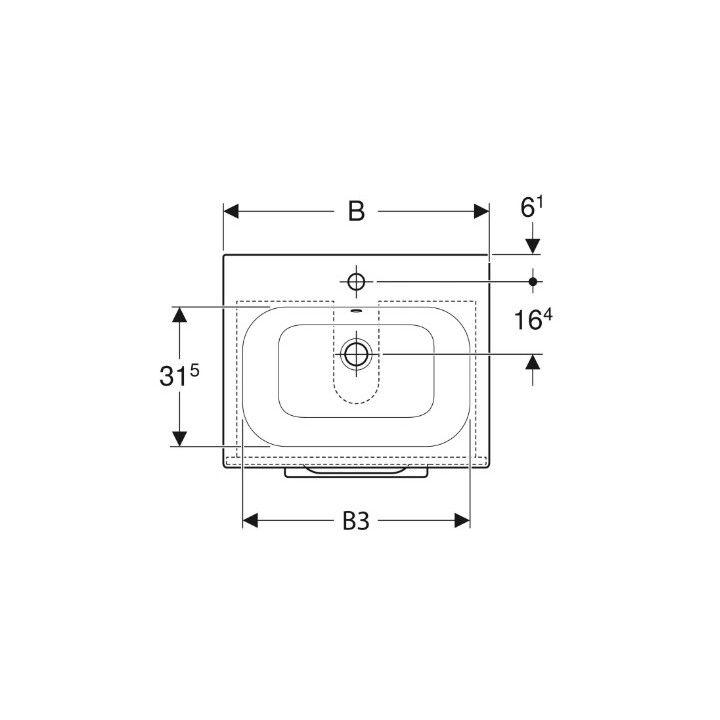 Geberit Selnova Square Zestaw szafki pod umywalkę, z dwiema szufladami, B55cm, H65.2cm, T50.2cm, biały, z umywalką meblową, cien