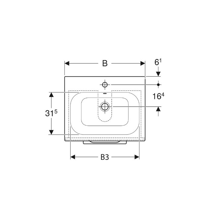 Geberit Selnova Square Zestaw szafki pod umywalkę, z dwiema szufladami, B55cm, H65.2cm, T50.2cm, lava, z umywalką meblową, cienk