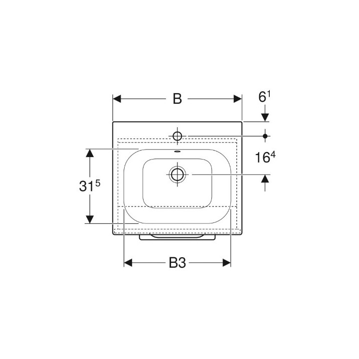 Geberit Selnova Square Zestaw szafki pod umywalkę, z jednymi drzwiami, B60cm, H65.2cm, T50.2cm, biały, z umywalką meblową, cienk