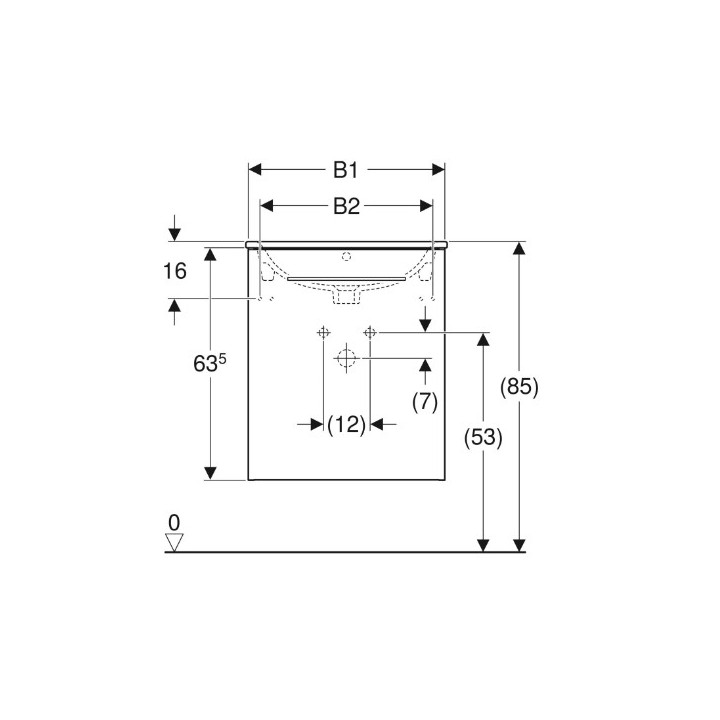 Geberit Selnova Square Zestaw szafki pod umywalkę, z jednymi drzwiami, B60cm, H65.2cm, T50.2cm, biały, z umywalką meblową, cienk