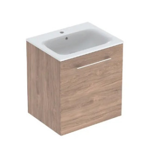 Geberit Selnova Square Zestaw szafki pod umywalkę, z jednymi drzwiami, B60cm, H65.2cm, T50.2cm, orzech włoski hickory, z umywalk