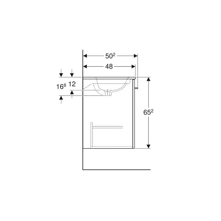 Geberit Selnova Square Zestaw szafki pod umywalkę, z jednymi drzwiami, B60cm, H65.2cm, T50.2cm, orzech włoski hickory, z umywalk