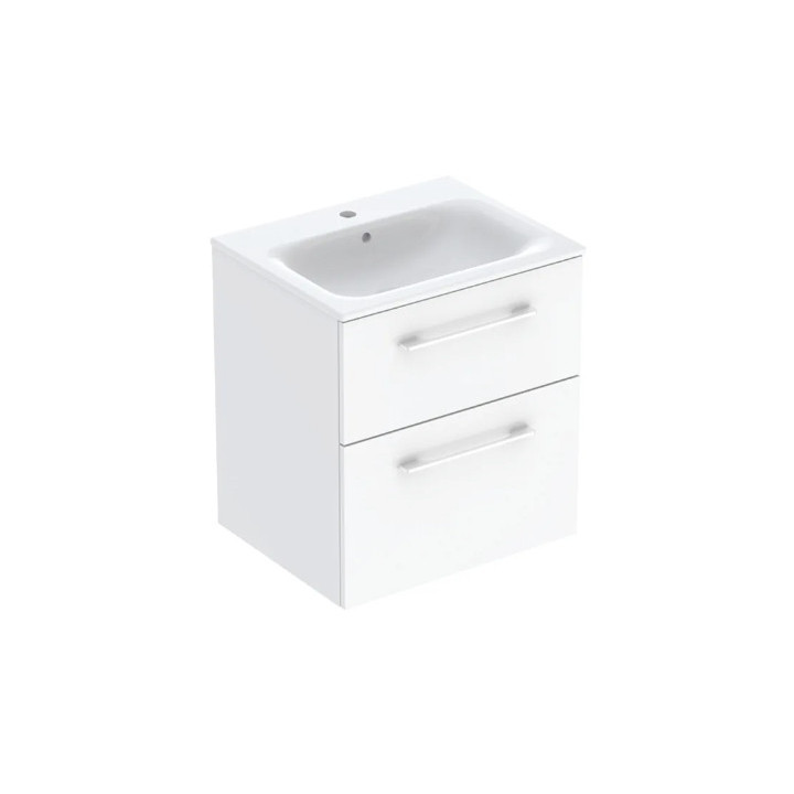 Geberit Selnova Square Zestaw szafki pod umywalkę, z dwiema szufladami, B60cm, H65.2cm, T50.2cm, biały, z umywalką meblową, cien